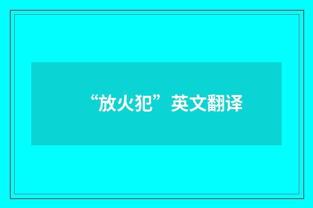 “放火犯”英文翻译