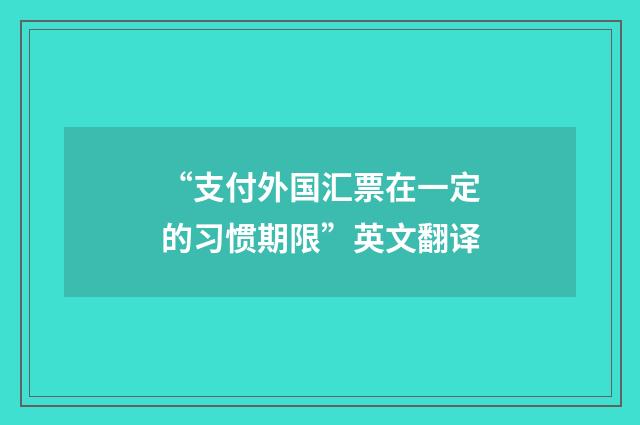 “支付外国汇票在一定的习惯期限”英文翻译