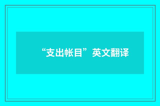 “支出帐目”英文翻译