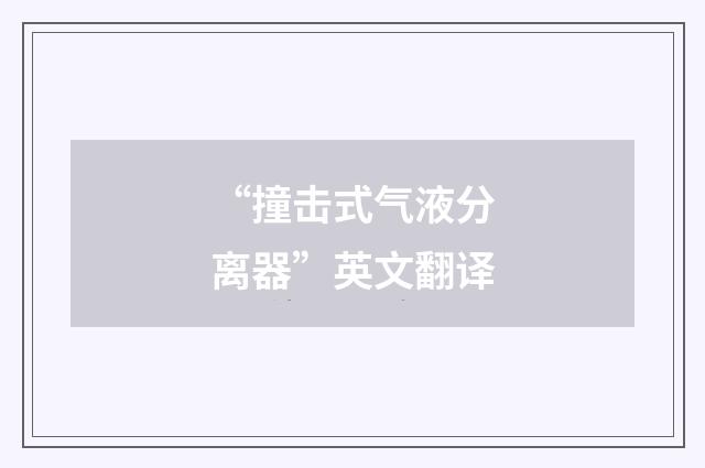“撞击式气液分离器”英文翻译