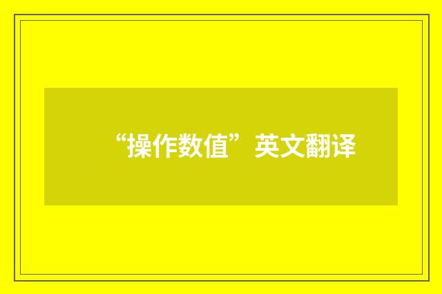 “操作数值”英文翻译