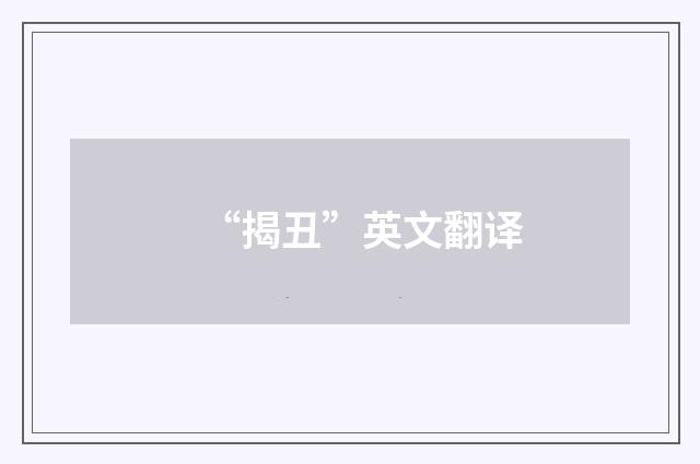 “揭丑”英文翻译