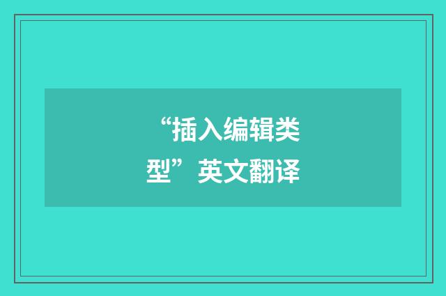 “插入编辑类型”英文翻译
