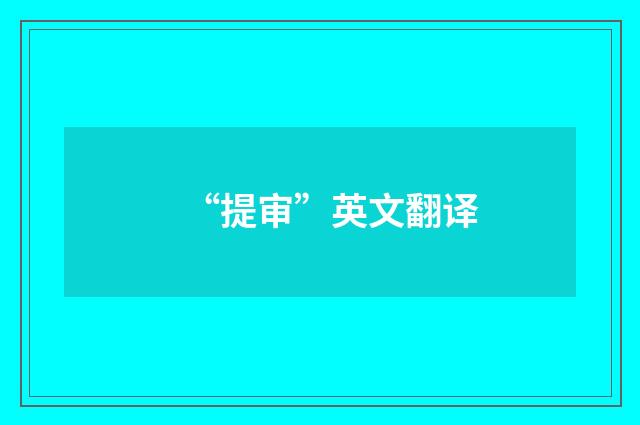 “提审”英文翻译