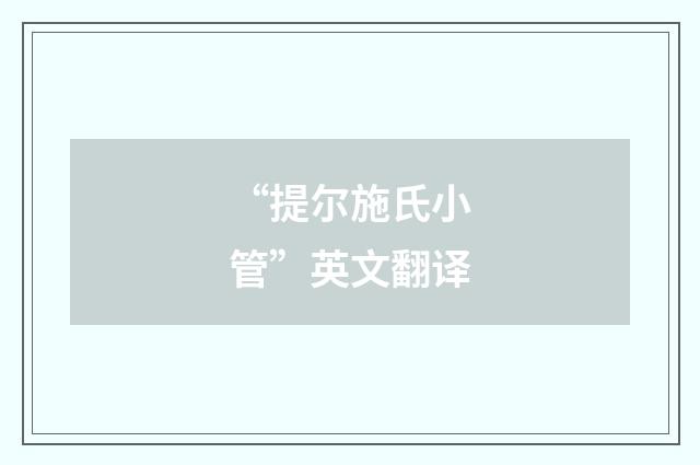 “提尔施氏小管”英文翻译