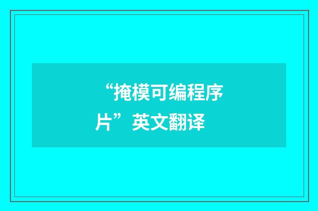 “掩模可编程序片”英文翻译
