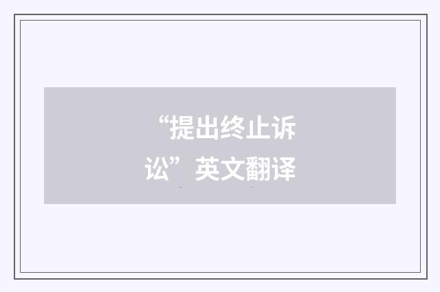 “提出终止诉讼”英文翻译