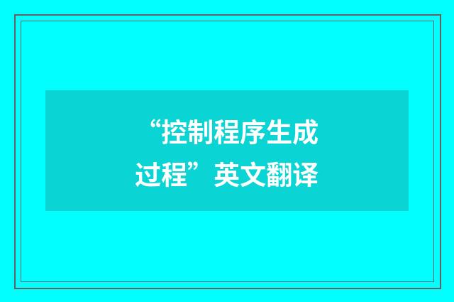 “控制程序生成过程”英文翻译