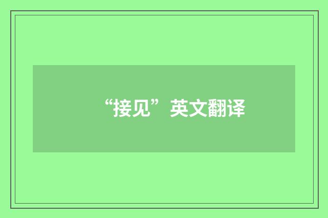 “接见”英文翻译