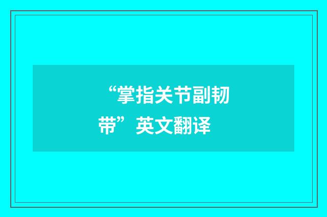 “掌指关节副韧带”英文翻译