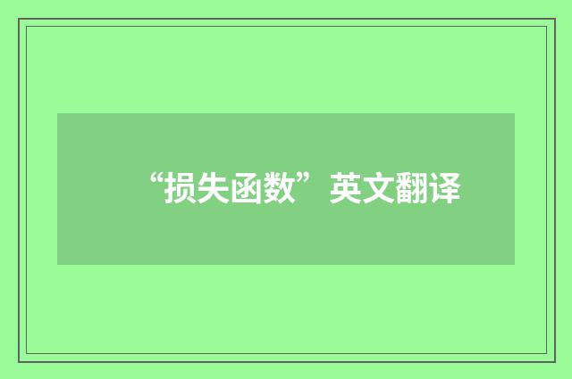 “损失函数”英文翻译