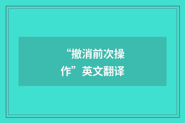 “撤消前次操作”英文翻译