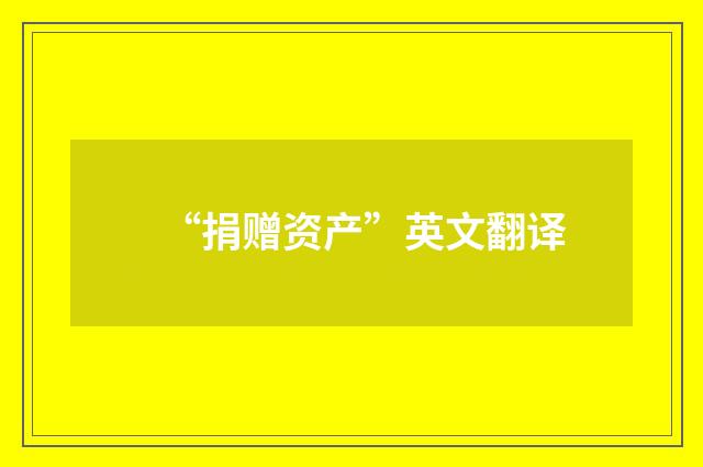“捐赠资产”英文翻译