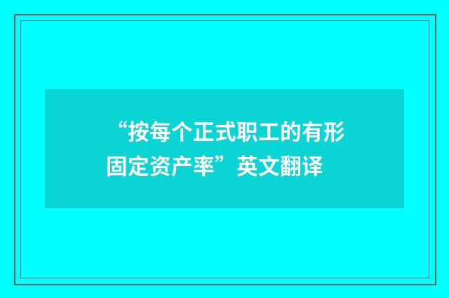 “按每个正式职工的有形固定资产率”英文翻译