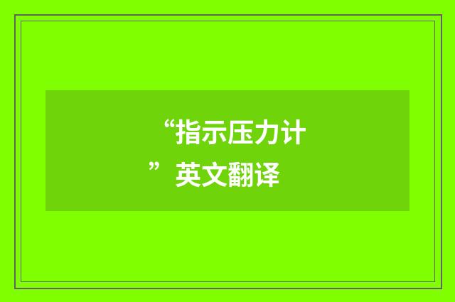 “指示压力计”英文翻译