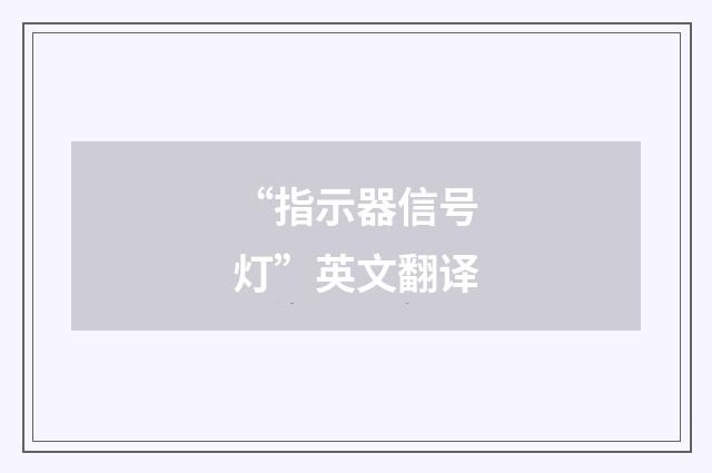 “指示器信号灯”英文翻译