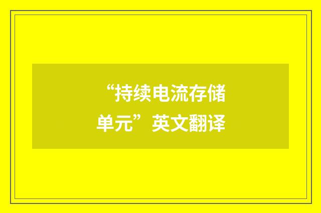 “持续电流存储单元”英文翻译