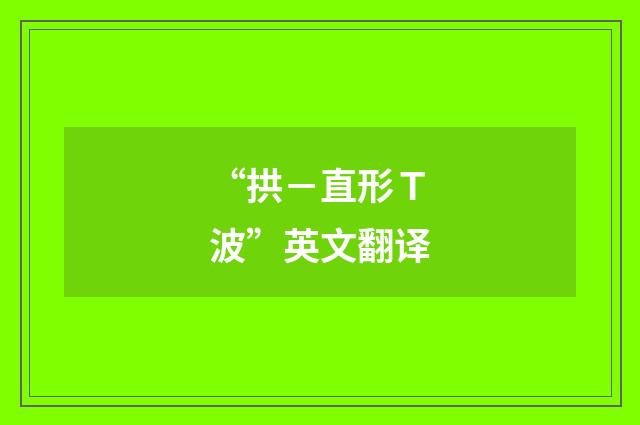 “拱－直形Ｔ波”英文翻译
