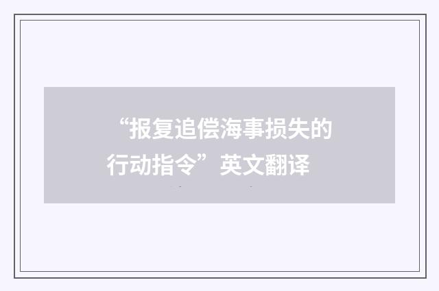 “报复追偿海事损失的行动指令”英文翻译