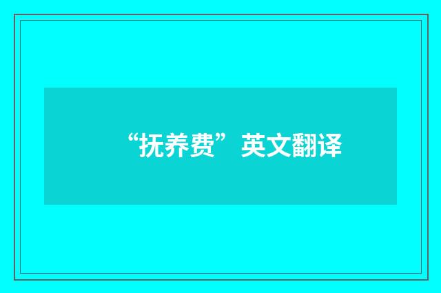“抚养费”英文翻译