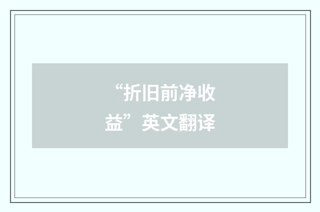 “折旧前净收益”英文翻译