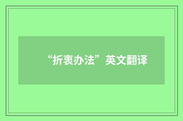 “折衷办法”英文翻译