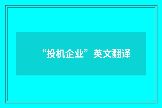“投机企业”英文翻译