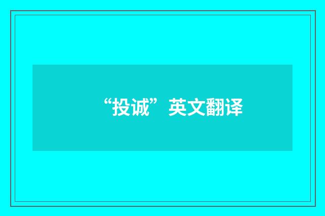 “投诚”英文翻译