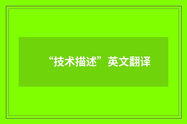 “技术描述”英文翻译