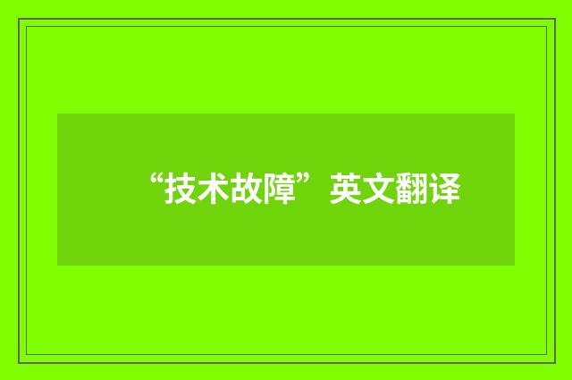 “技术故障”英文翻译