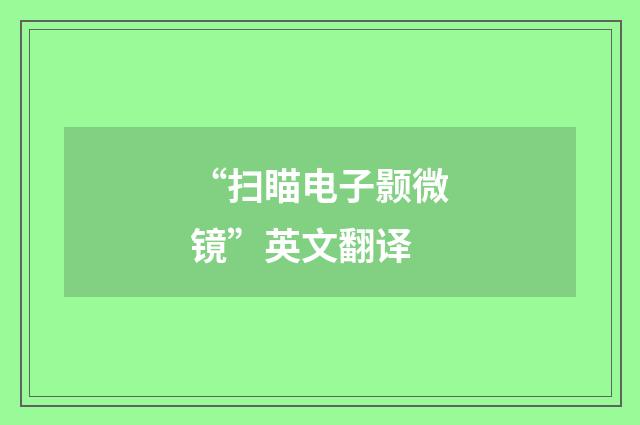 “扫瞄电子颢微镜”英文翻译