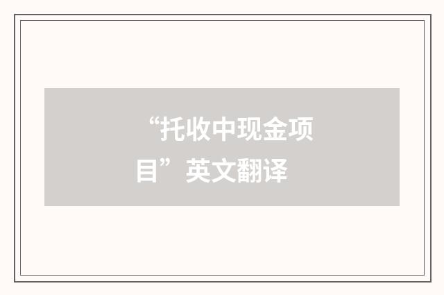 “托收中现金项目”英文翻译