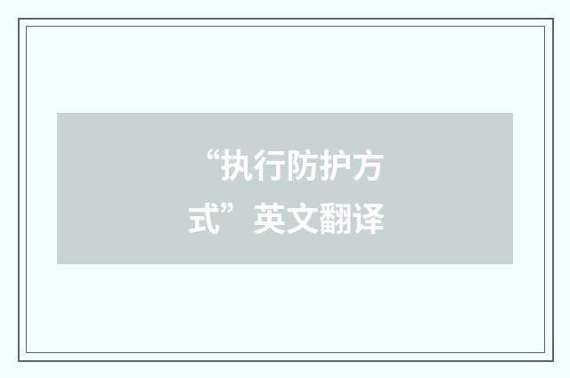 “执行防护方式”英文翻译