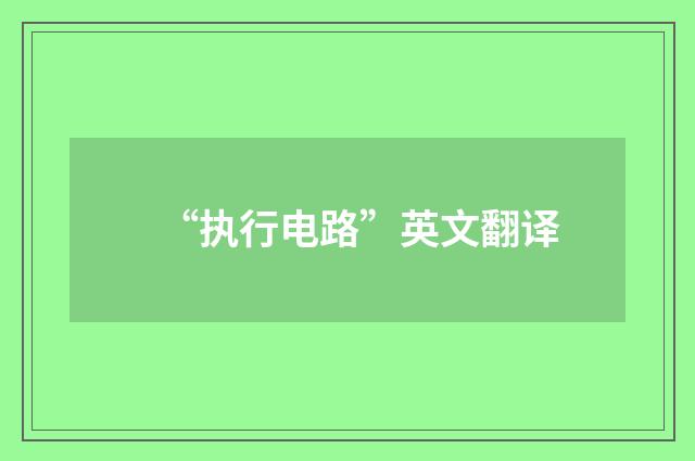 “执行电路”英文翻译