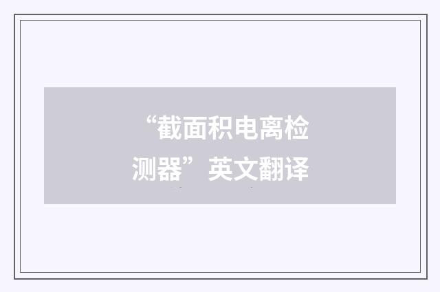 “截面积电离检测器”英文翻译