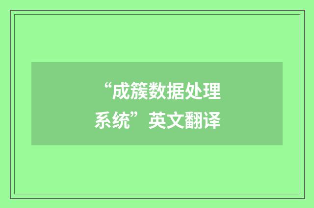 “成簇数据处理系统”英文翻译
