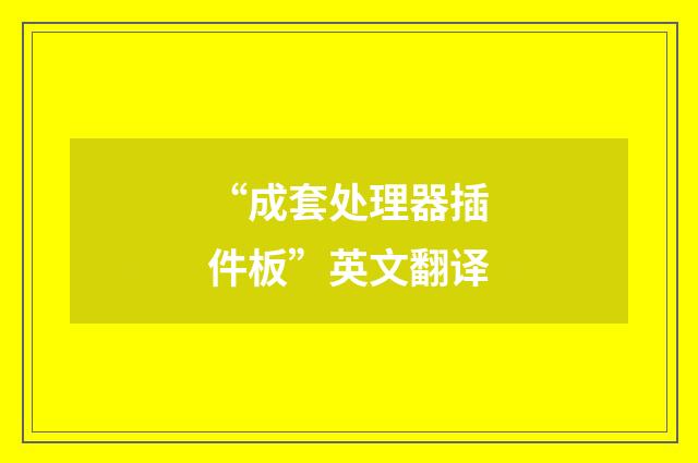 “成套处理器插件板”英文翻译