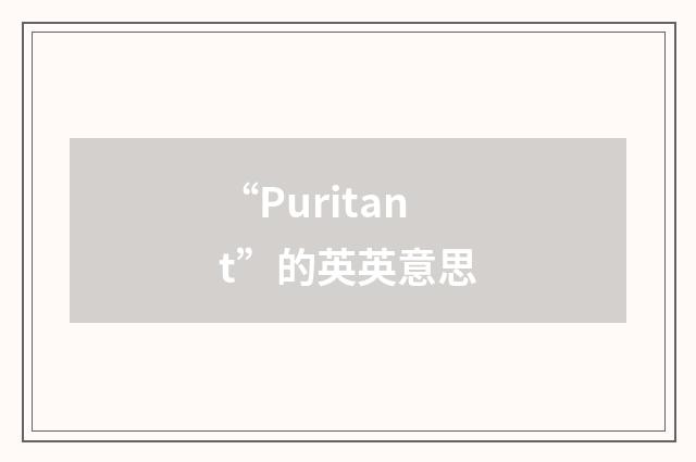 “Puritant”的英英意思
