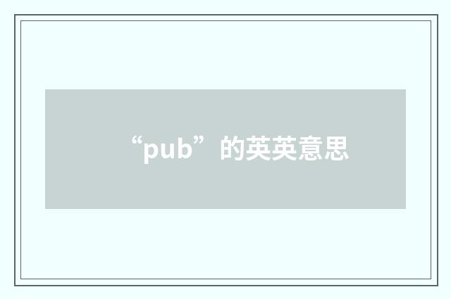 “pub”的英英意思