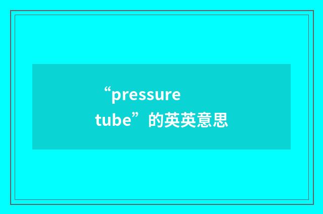 “pressure tube”的英英意思