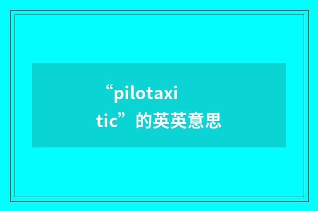 “pilotaxitic”的英英意思