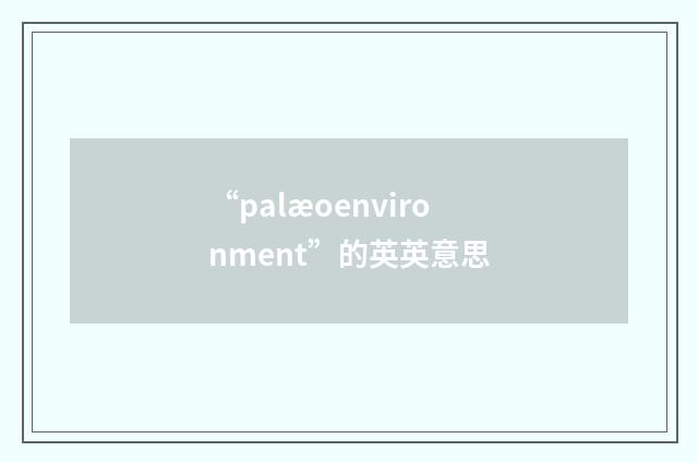 “palæoenvironment”的英英意思