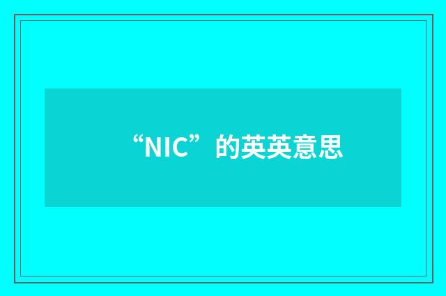 “NIC”的英英意思