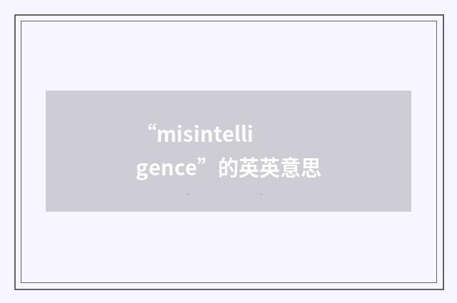 “misintelligence”的英英意思