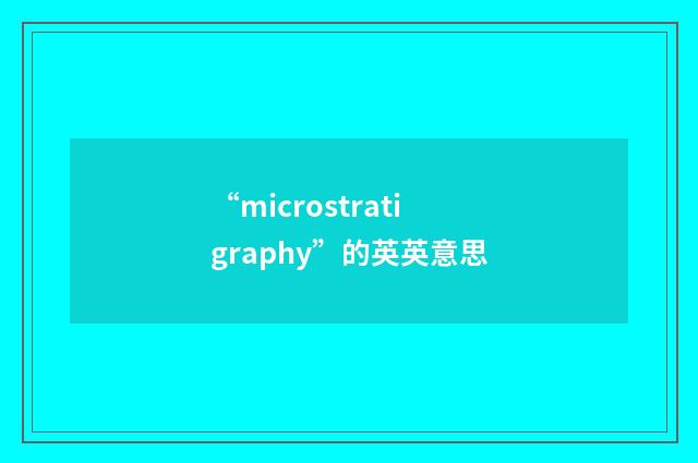 “microstratigraphy”的英英意思