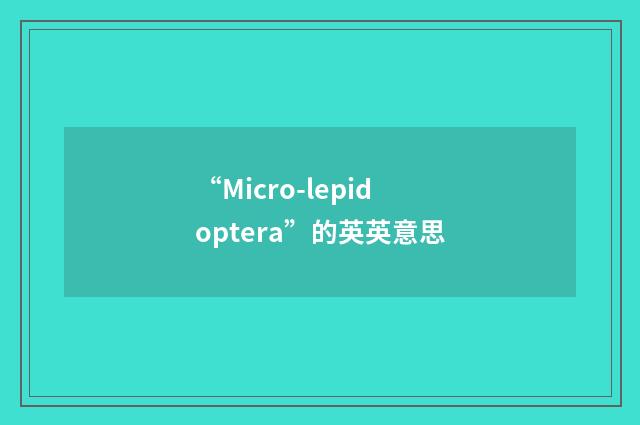 “Micro-lepidoptera”的英英意思