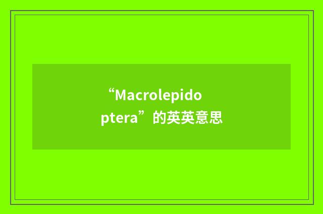 “Macrolepidoptera”的英英意思