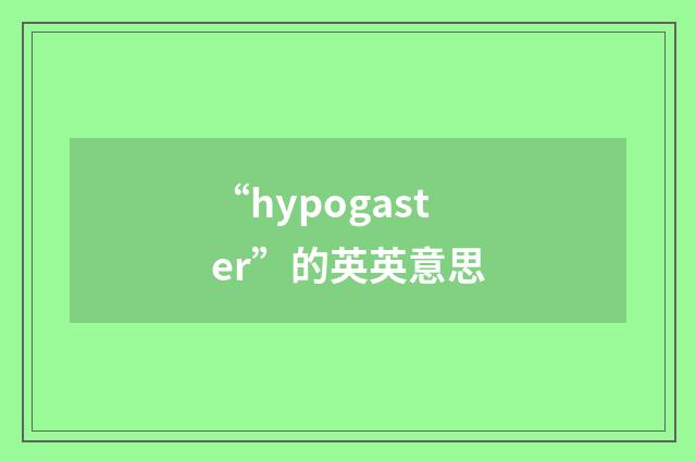 “hypogaster”的英英意思
