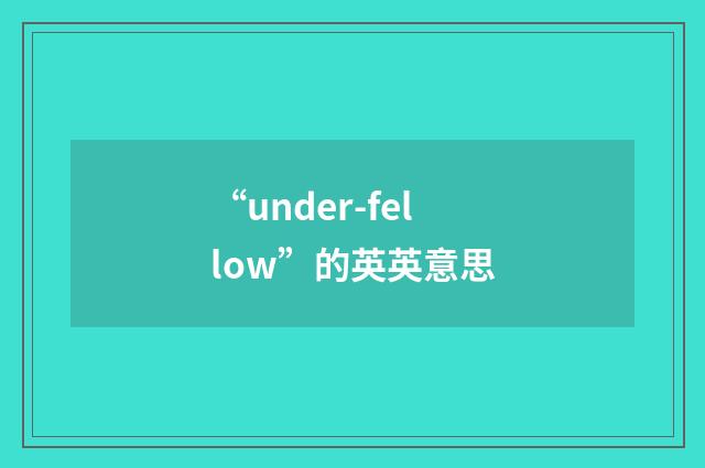 “under-fellow”的英英意思