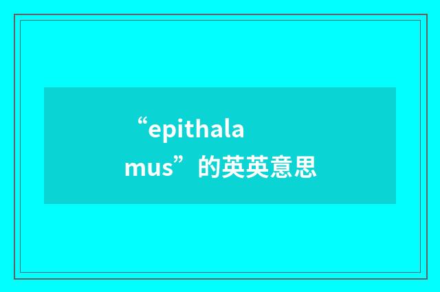 “epithalamus”的英英意思